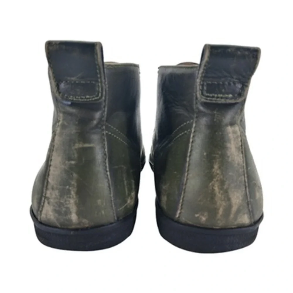 John Fluevog Boots Mens Size 9 Green Leather Distressed Chukka Ankle Boots